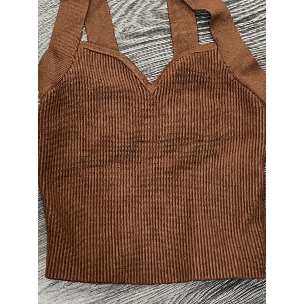 Abercrombie & Fitch Elevated Ribbed Knit Tank Top Womens S Brown Sweetheart Ab